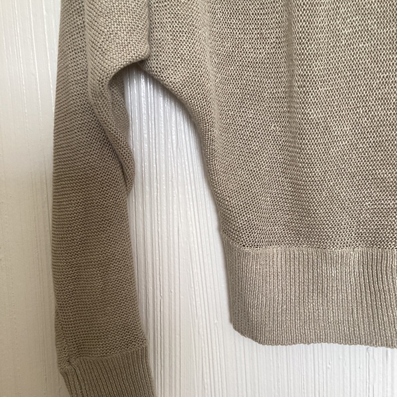 $250 Frame Denim 100% Organic Linen dolman drop shoulder knit sweater XXS tan - Picture 5 of 6